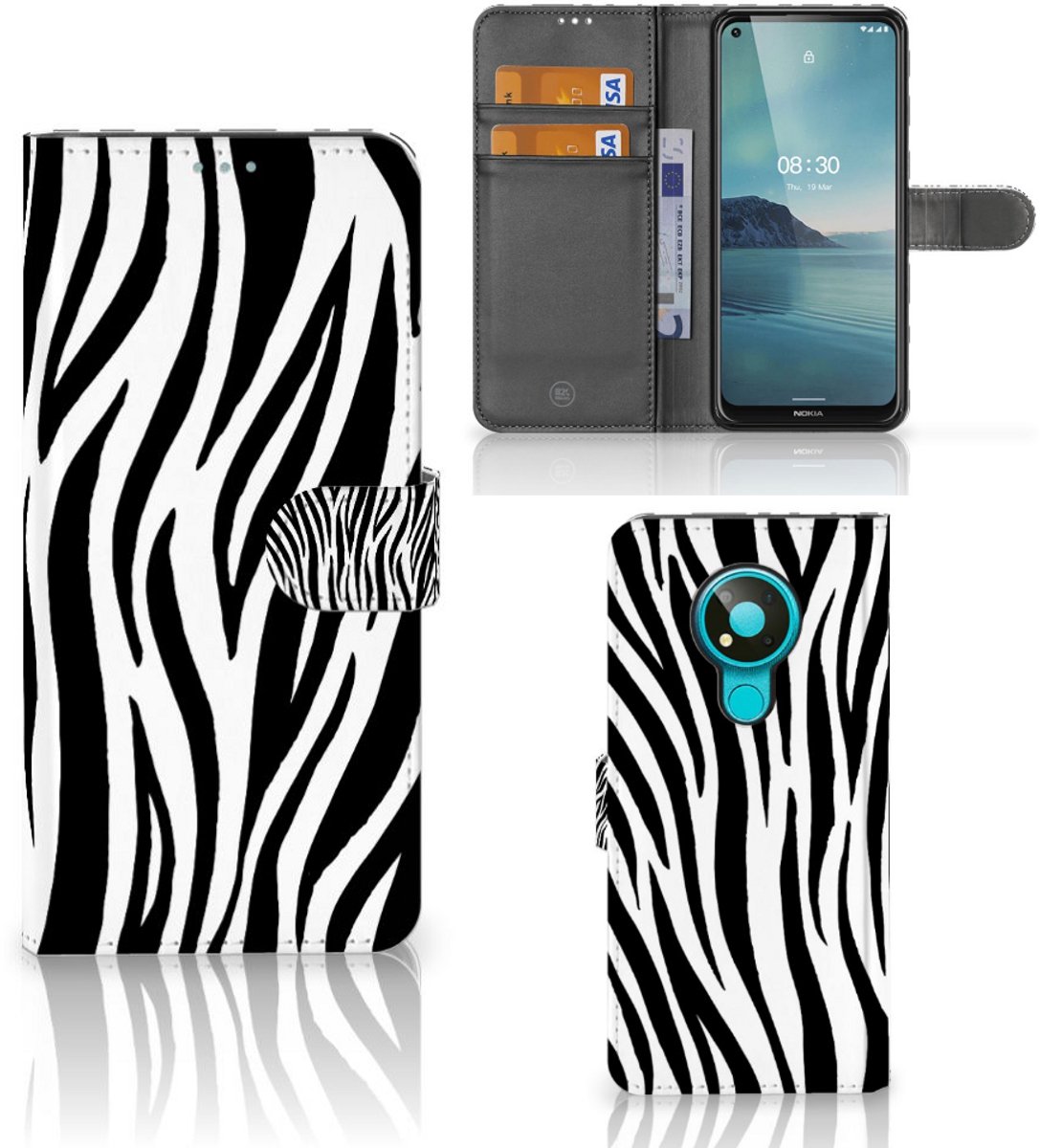 Nokia 3.4 Telefoonhoesje met Pasjes Zebra