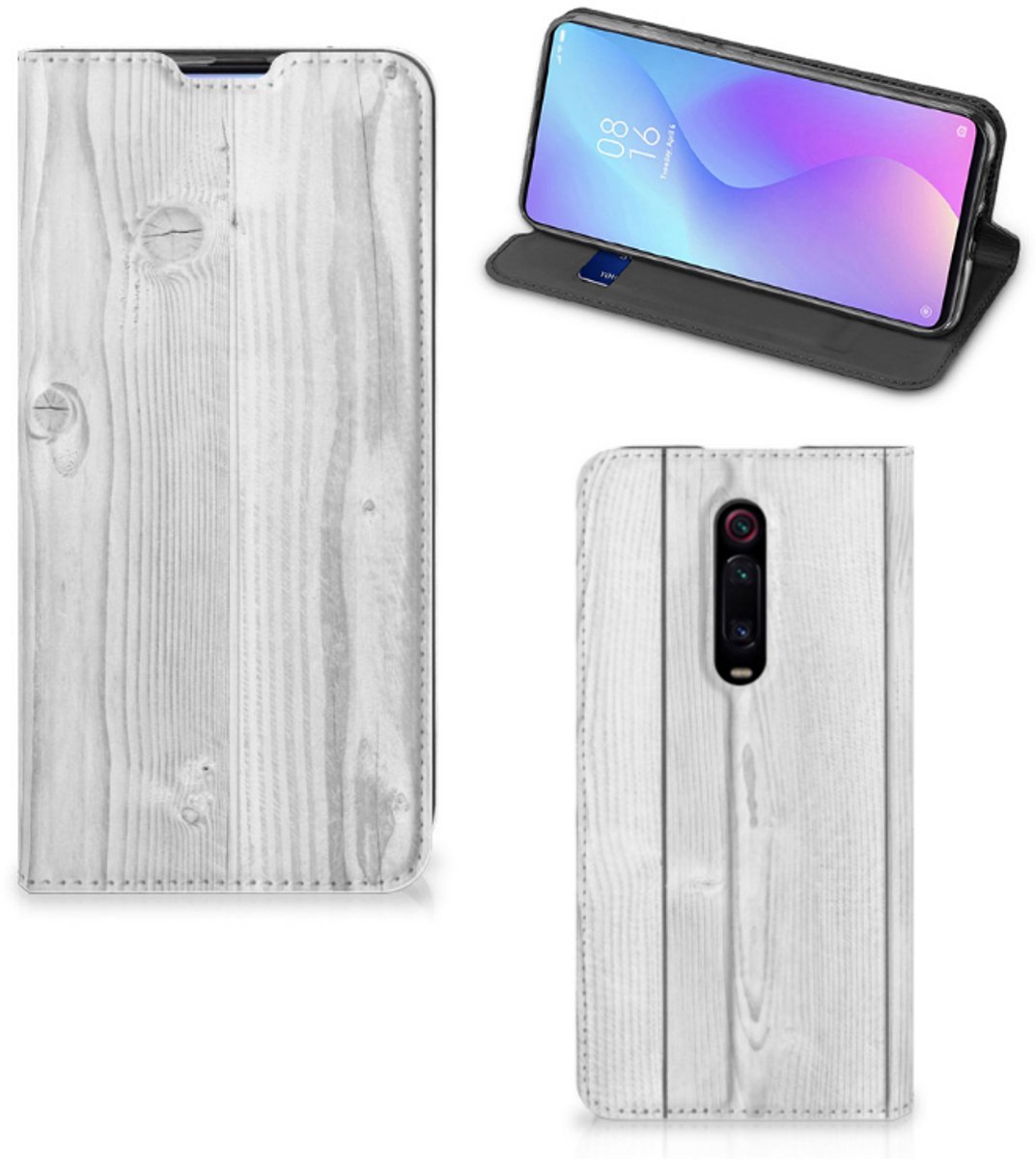 Xiaomi Redmi K20 Pro Book Wallet Case White Wood