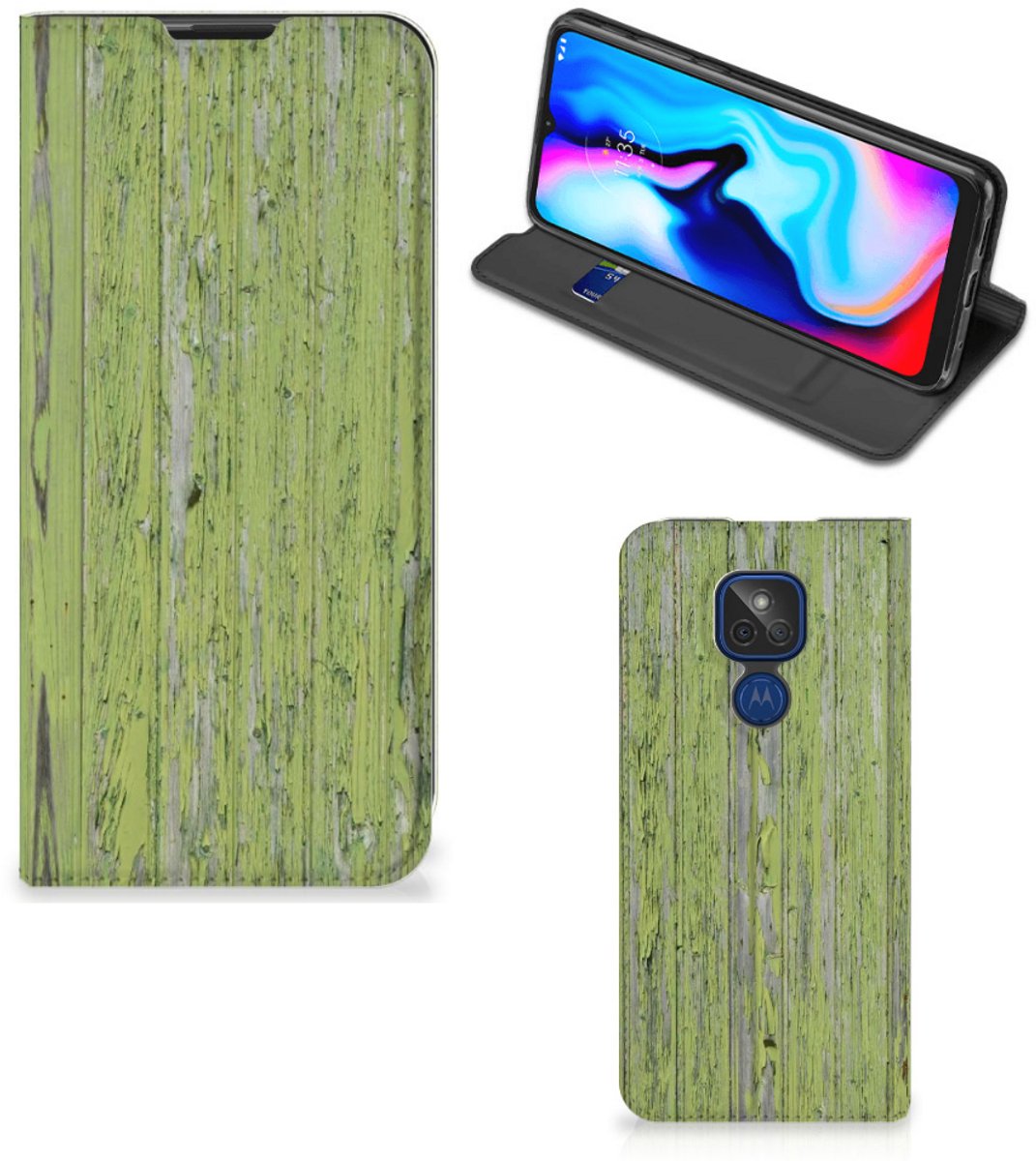 Motorola Moto G9 Play Book Wallet Case Green Wood