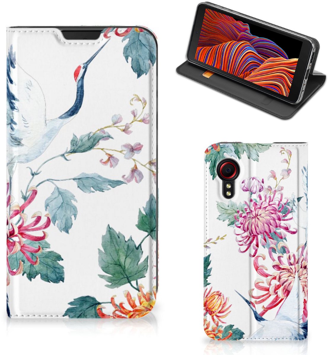 Samsung Galaxy Xcover 5 Hoesje maken Bird Flowers