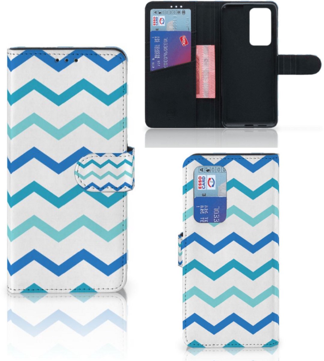 Huawei P40 Pro Telefoon Hoesje Zigzag Blauw