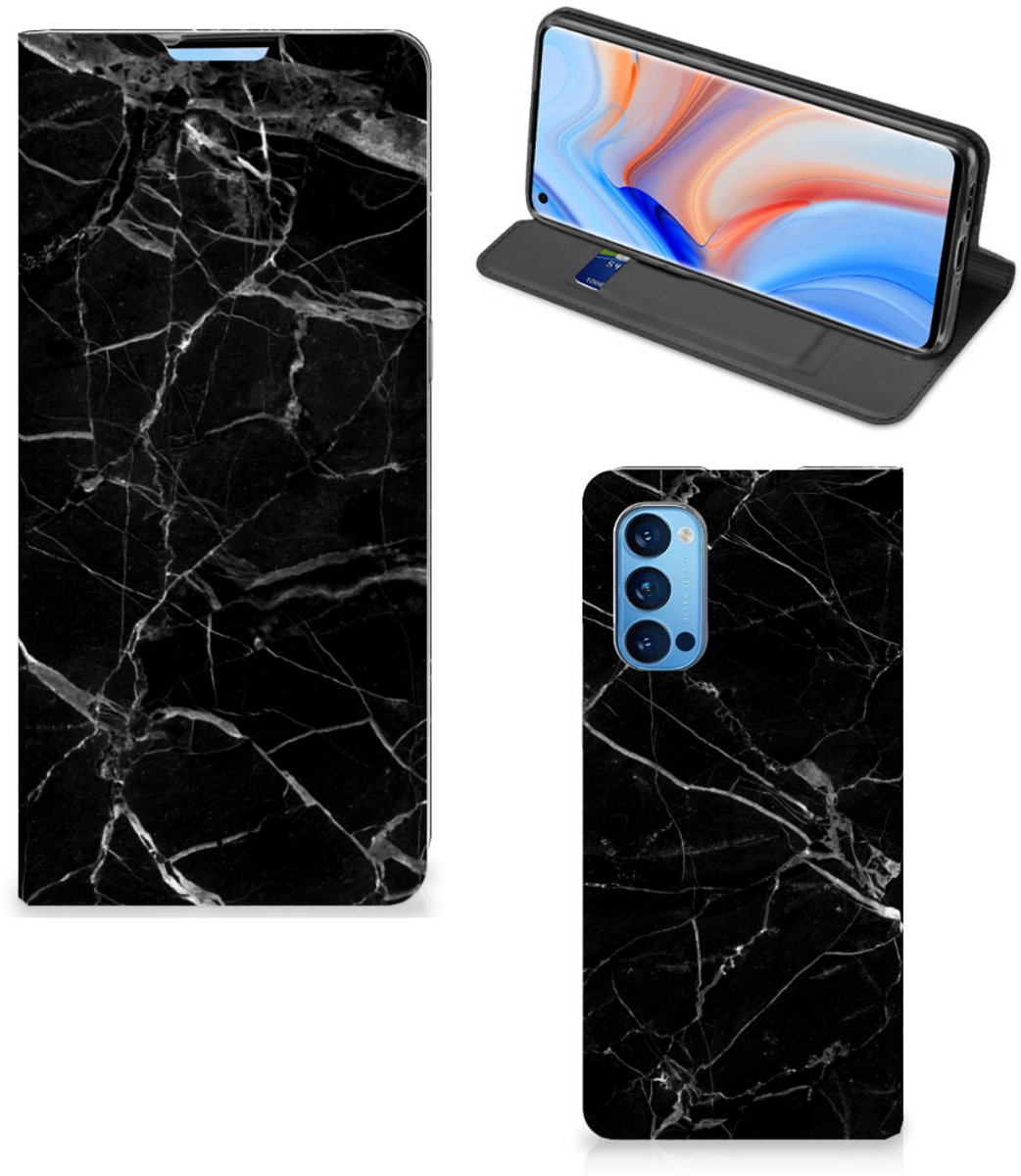OPPO Reno4 Pro 5G Standcase Marmer Zwart - Origineel Cadeau Vader