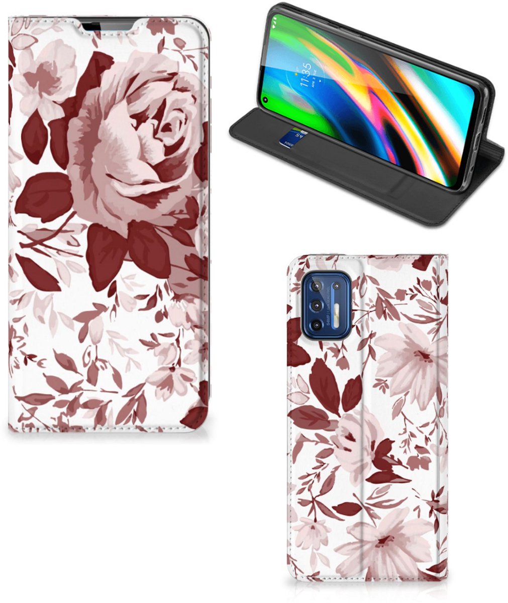 Bookcase Motorola Moto G9 Plus Watercolor Flowers