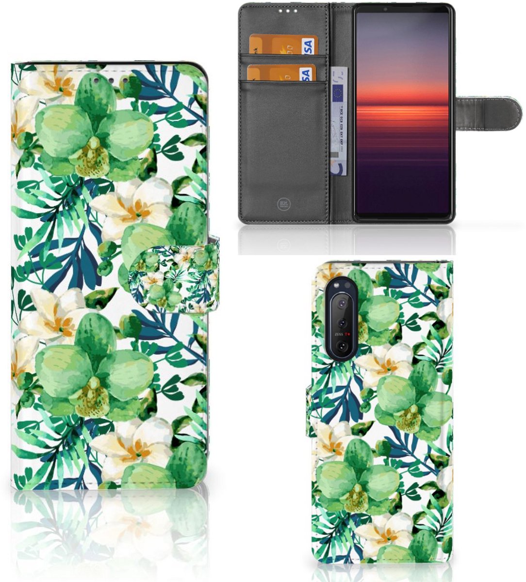 Sony Xperia 5II Hoesje Orchidee Groen