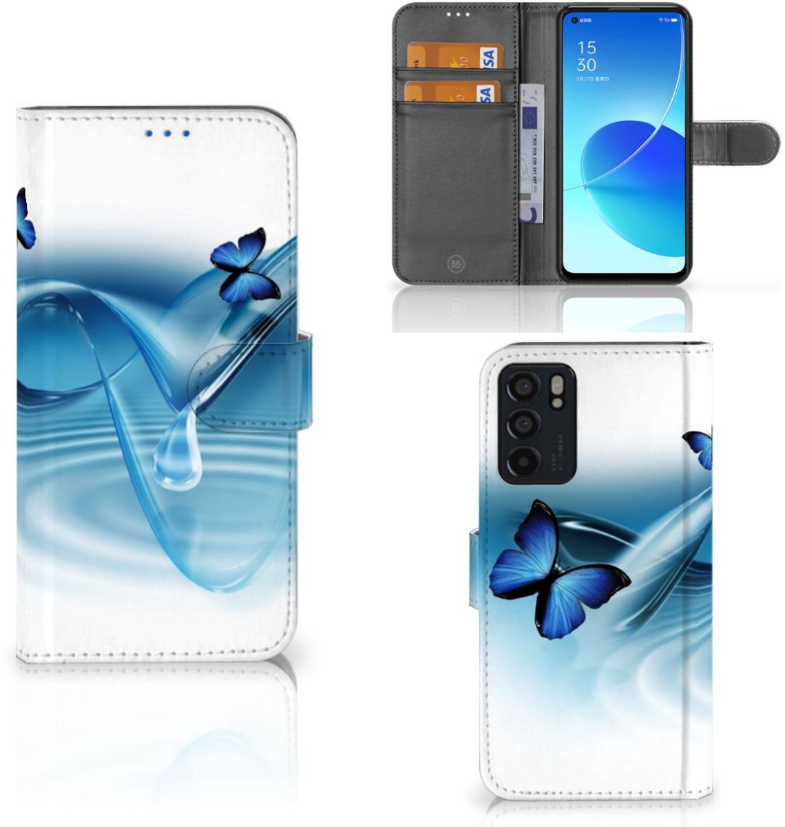 OPPO Reno6 5G Telefoonhoesje met Pasjes Vlinders