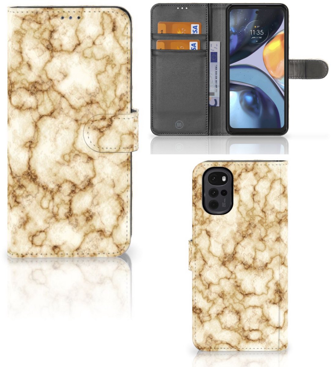 Motorola Moto G22 Bookcase Marmer Goud