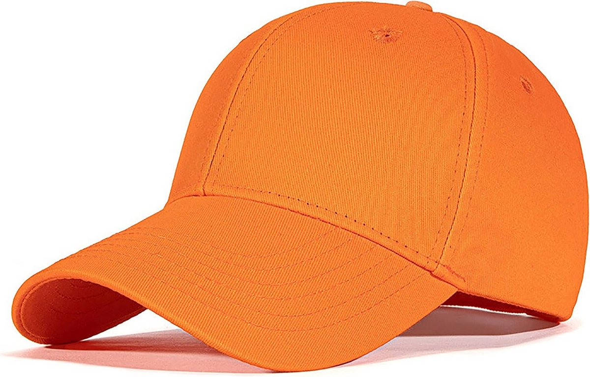 Verstelbare Unisex Baseball Cap - Katoenen Pet voor Dames en Heren - Oranje, 56/58 cm