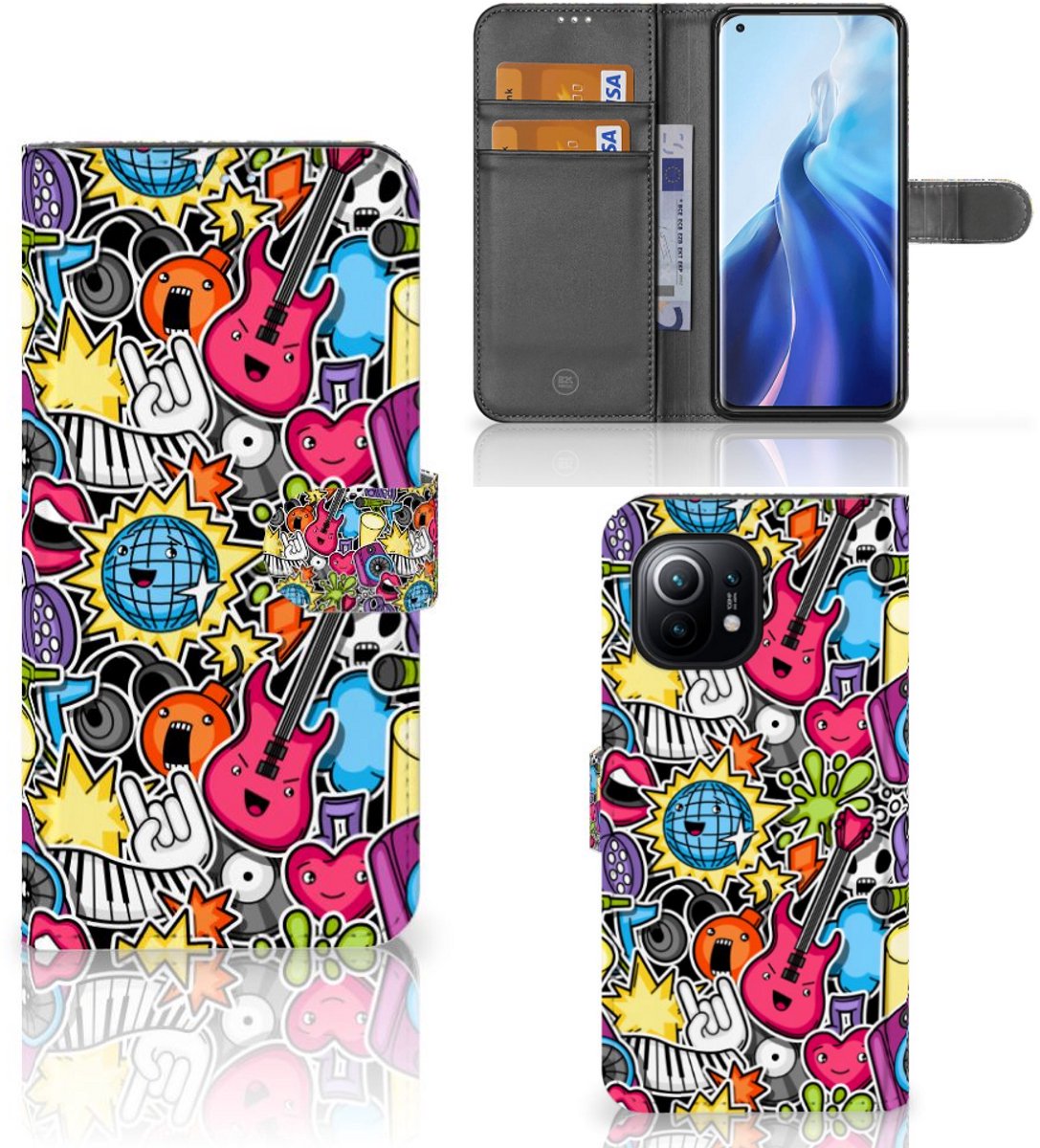 Xiaomi Mi 11 Wallet Case met Pasjes Punk Rock