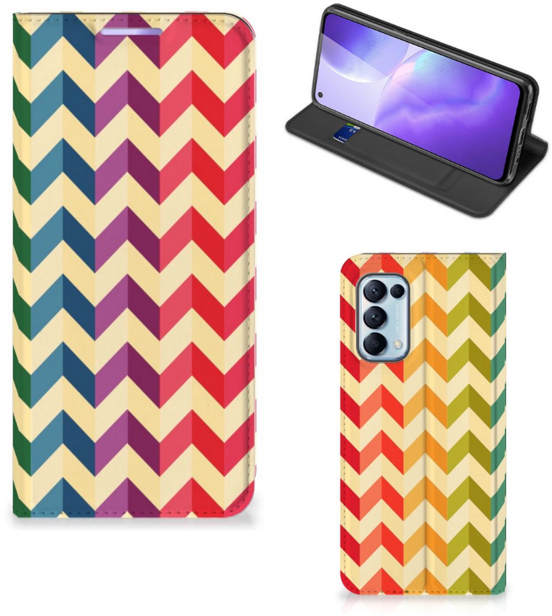 OPPO Find X3 Lite Hoesje met Magneet Zigzag Multi Color