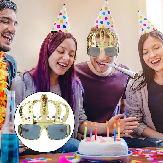 Grappige gouden zonnebril voor volwassenen - Perfect voor carnaval en feestelijke gelegenheden van Merkloos — afbeelding 3