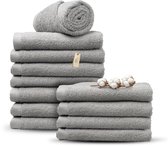 Miss Towels 70x140 Badlakens Set 12 st. - 5 sterren Hotelkwaliteit - Badtextiel - Luxe Badhanddoeken - Zachte Badlakens - Licht Grijs - Made in Portugal
