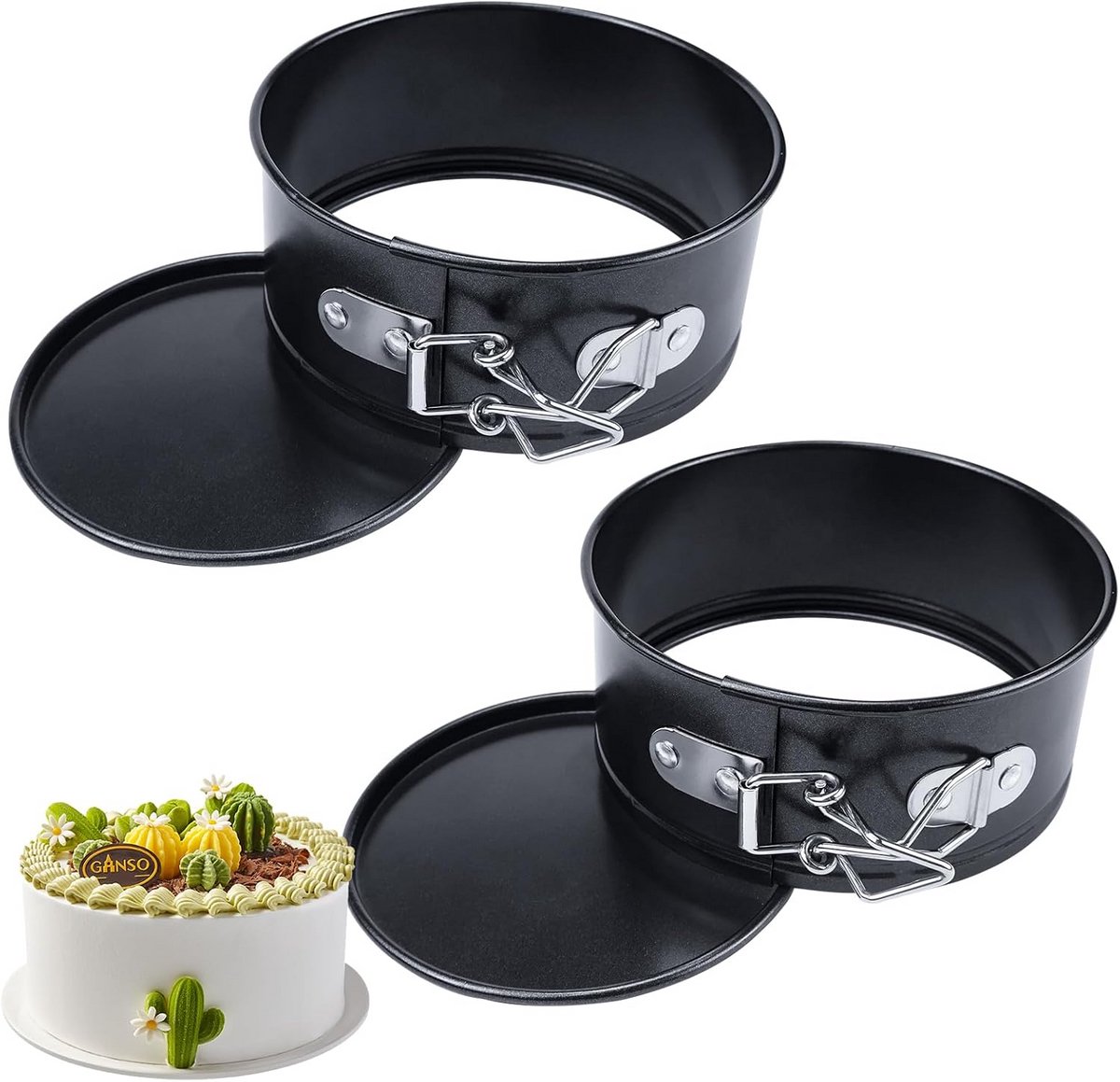 Set van 2 Mini Springvormen 11 cm met Antiaanbaklaag voor Kleine Taarten en Cakes