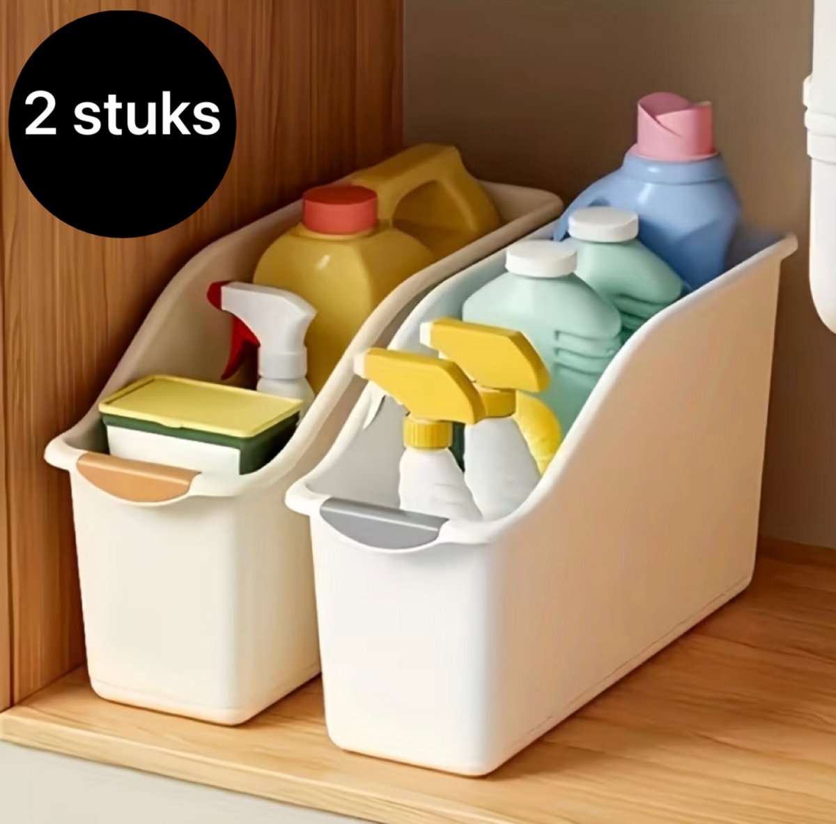 Twenty Two opbergdozen 2 stuks | organizer dozen | voor schoonmaakmiddelen | voedsel | potjes | Large capaciteit | organizer voor keuken, badkamer | wit