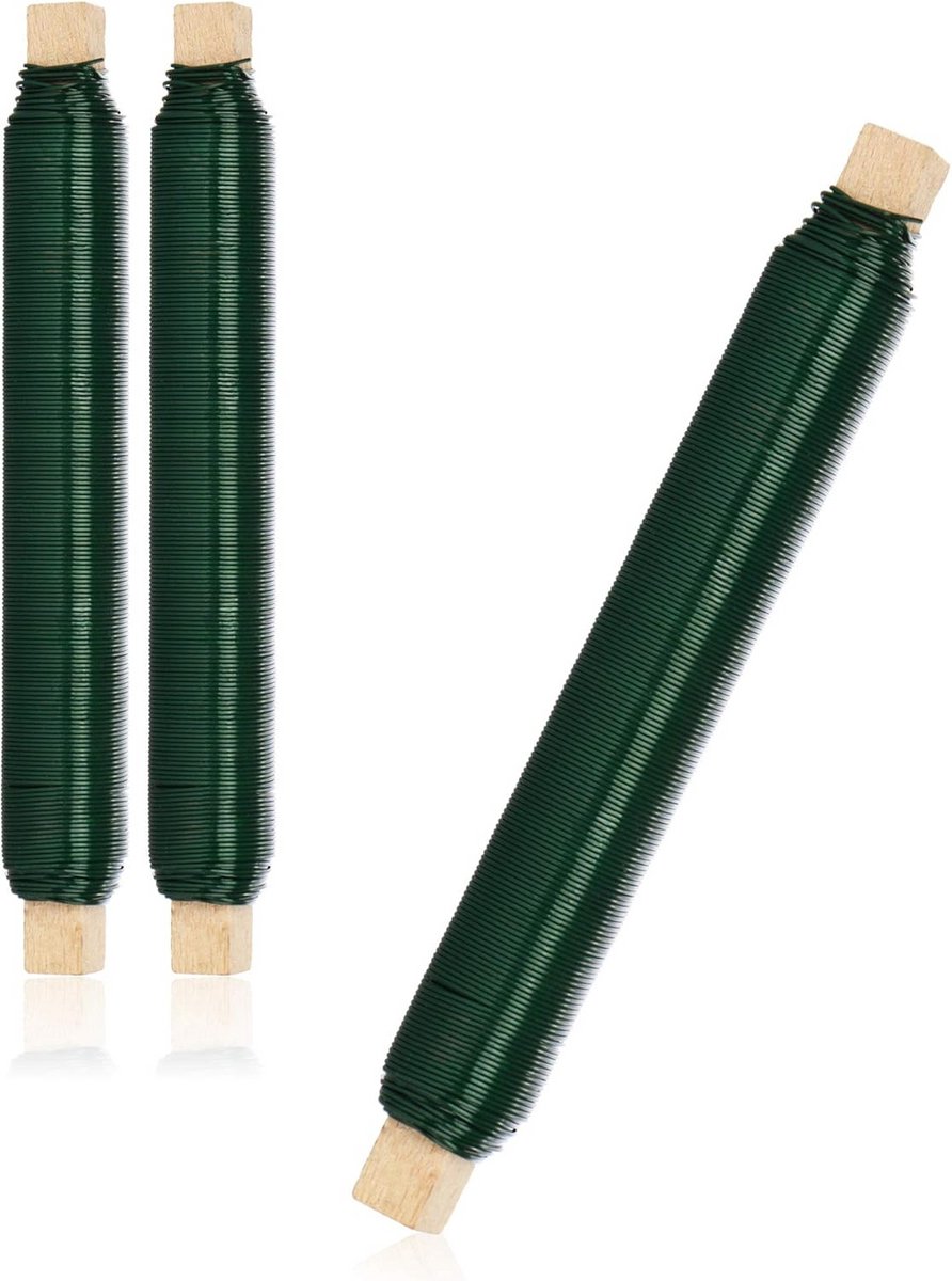 Bloemenwikkeldraad set - Groen binddraad op houten spoel - 0,65 mm - 180 g