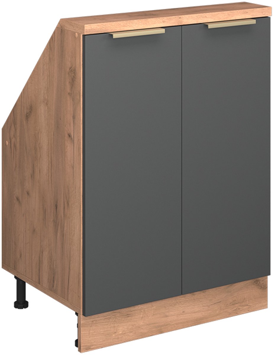 Vicco R-Line Keukenkast voor schuine wand – 60 cm met 2 deuren Antraciet goud/goud power eiken Antraciet-goud/Goudkleurig Eiken