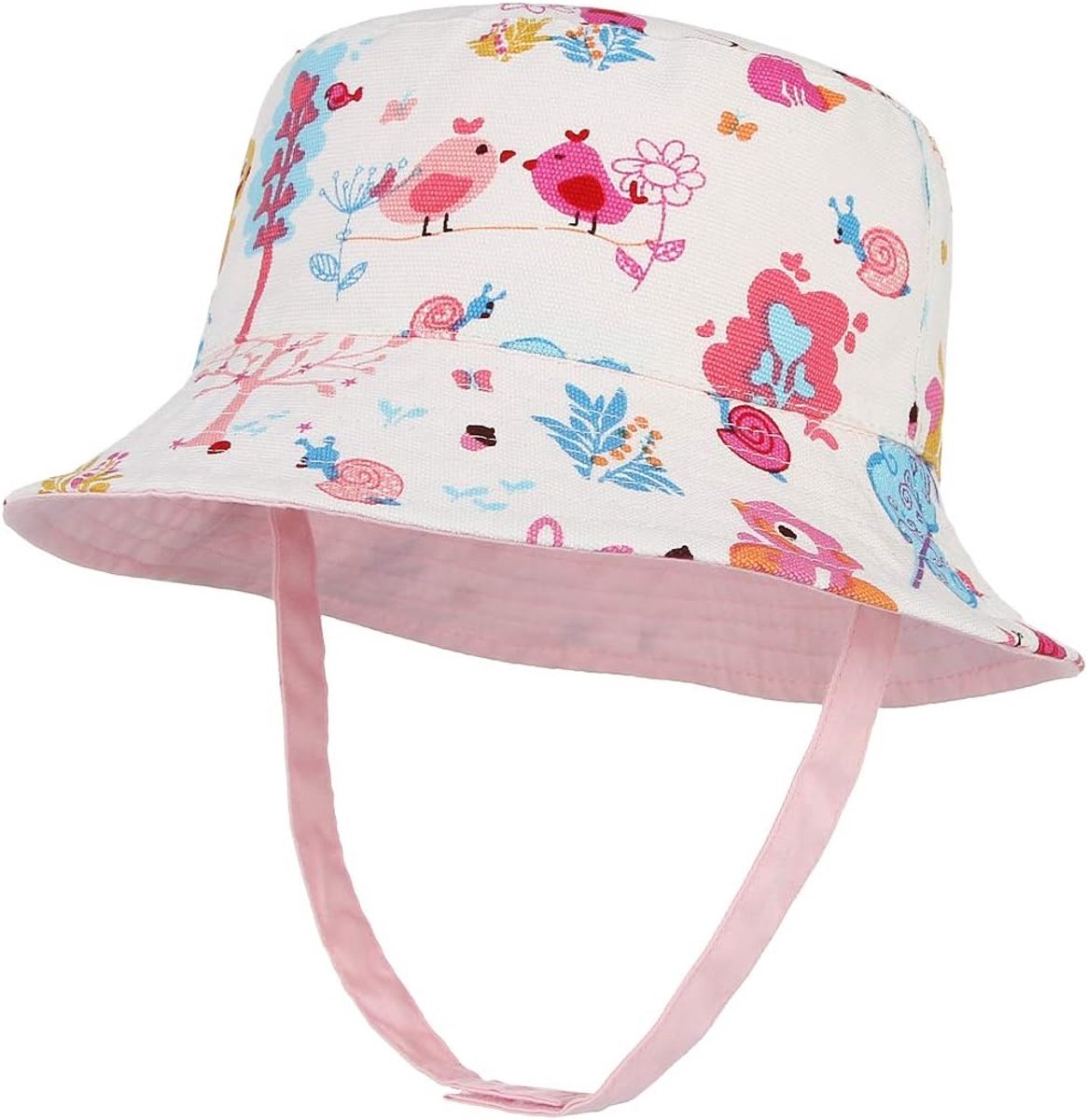 Zomer Baby Hoedje voor Meisjes - Anti-UV UPF50 Katoenen Zonnehoedje met Dubbelzijdige Bescherming voor Reizen, Camping en Strand