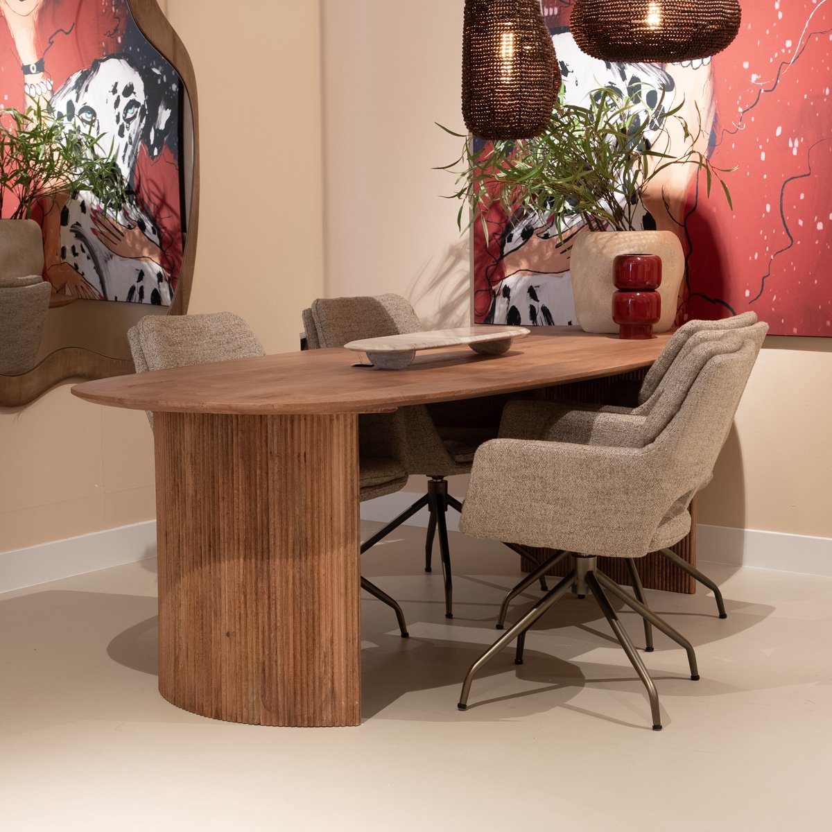 Giga Meubel Eettafel Feline - Deens Ovaal - Mangohout - 200cm