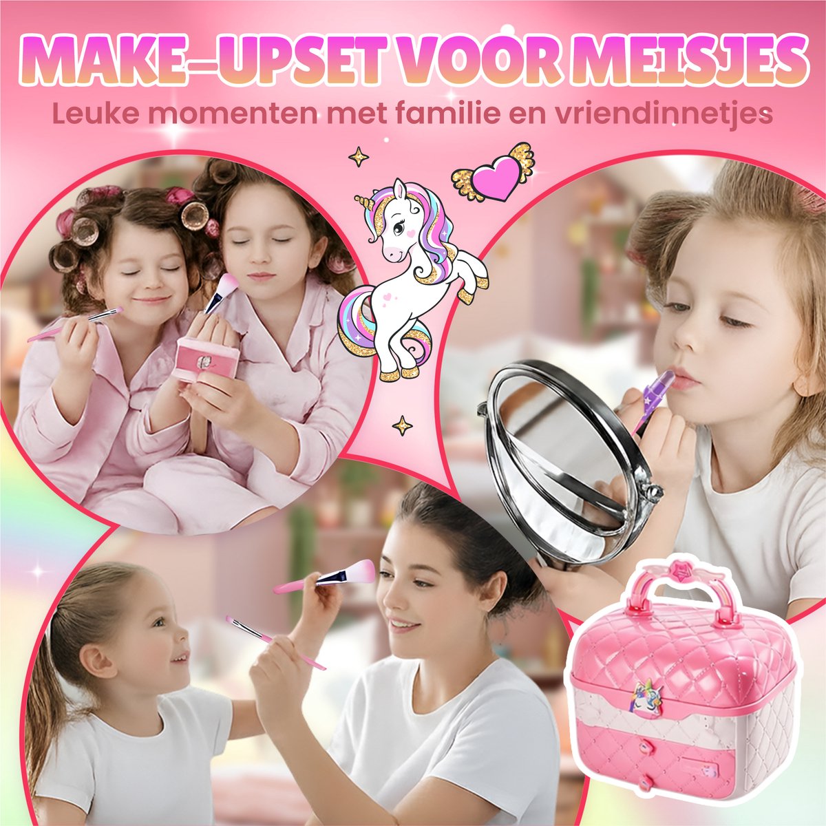 Pludo Kinder Make up - 50 Delige Set - Kinder Make up Koffer - Speelgoed Meisjes - Lipgloss en Nagellak voor Meisjes - Unicorn — afbeelding 6
