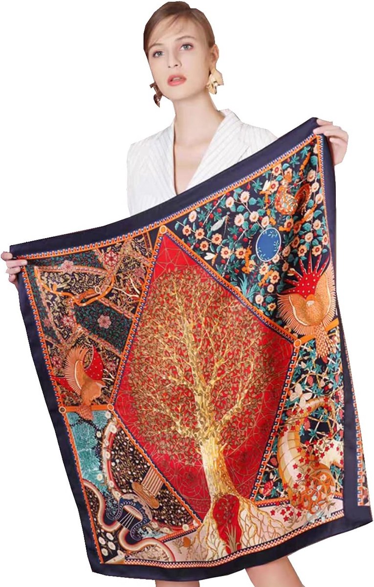 100% Zijden Sjaal 109 cm - Grote Vierkante Lichtgewicht Hoofddoek en Sjaal voor Dames