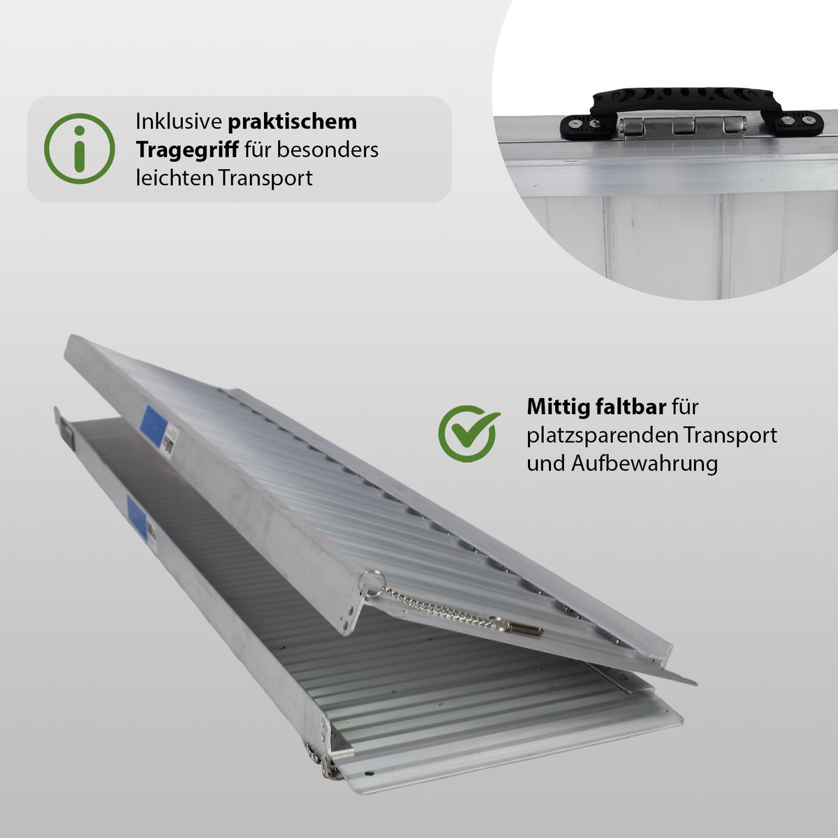 TRUTZHOLM Opvouwbare rolstoelhelling 152 cm Draagvermogen 272 kg Aluminium grijs geribbeld Oprijplaat