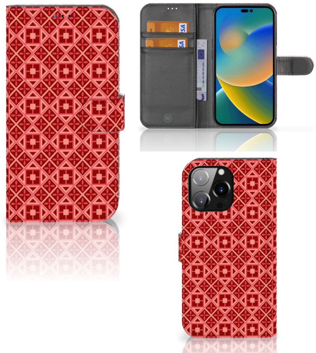 iPhone 14 Pro Max Telefoon Hoesje Batik Rood