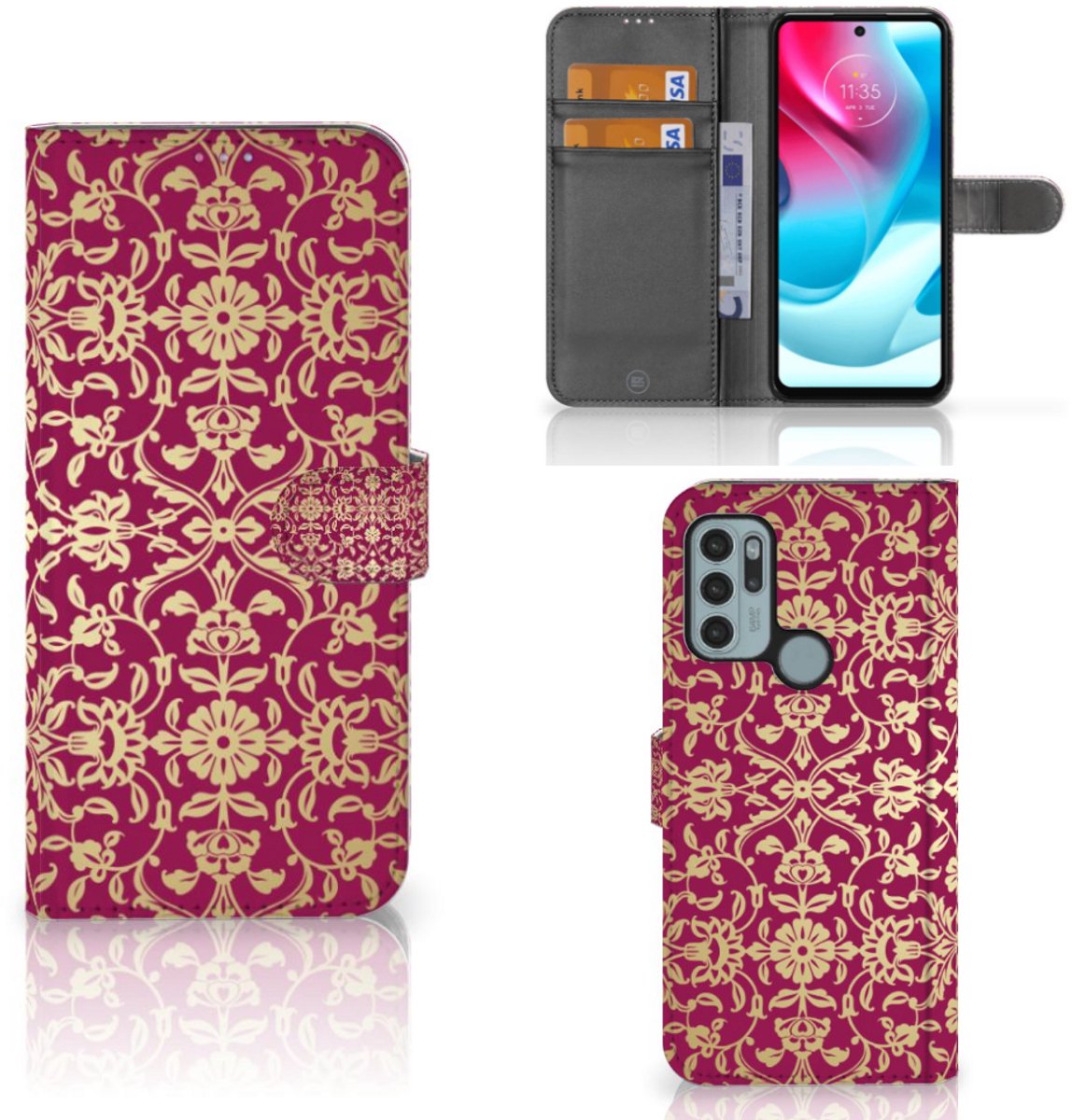 Wallet Case Motorola Moto G60s Barok Pink