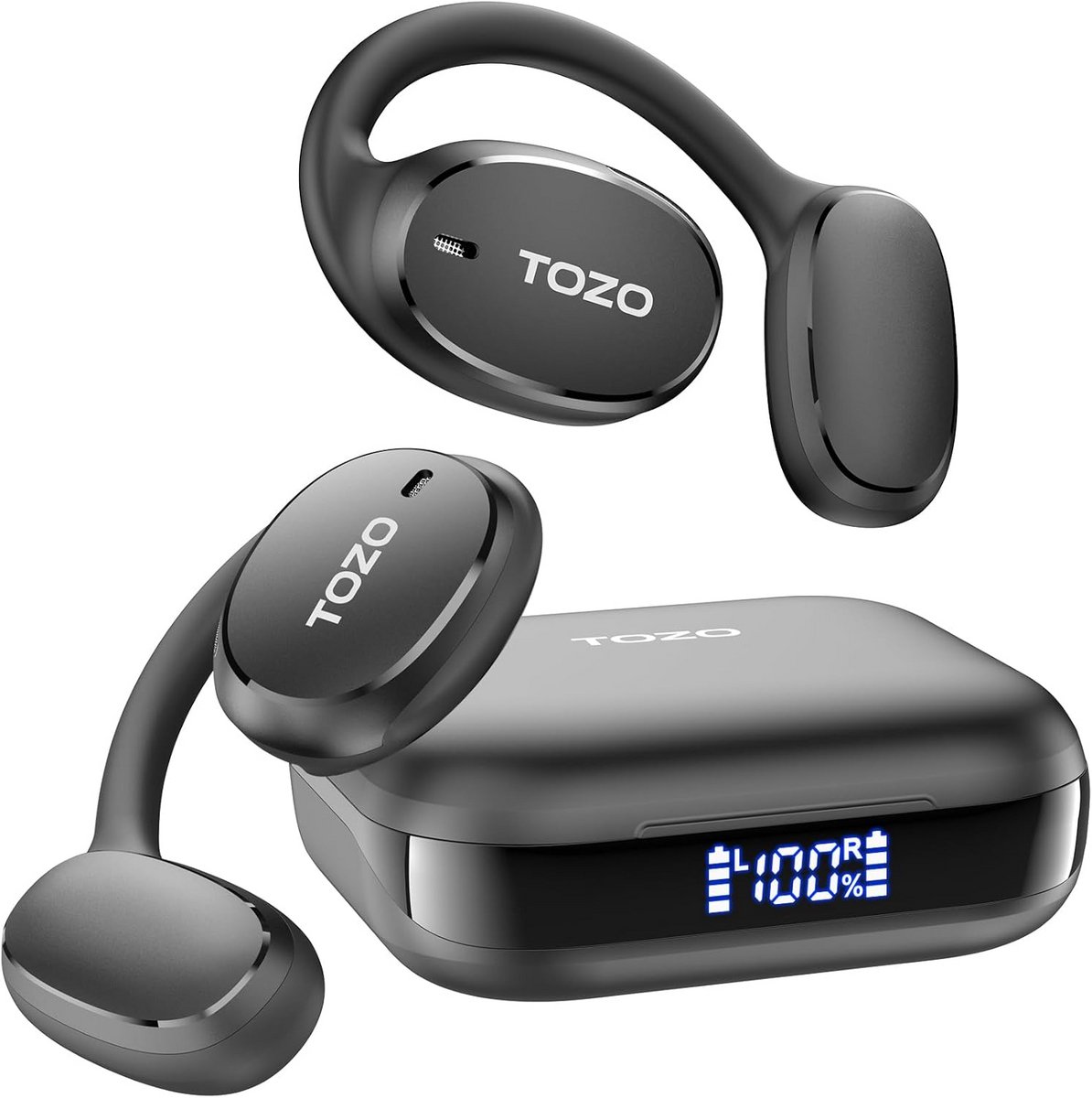 Draadloze Bluetooth-hoofdtelefoon met ENC, 80 uur batterijduur, IPX5 waterdicht, comfortabele open design