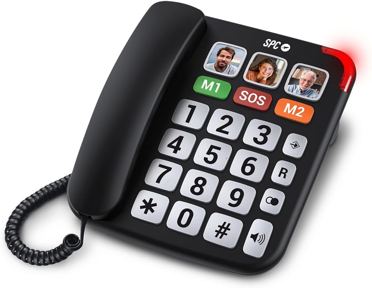 Vaste telefoon voor senioren met grote toetsen, luide bel en versterkt oproepvolume