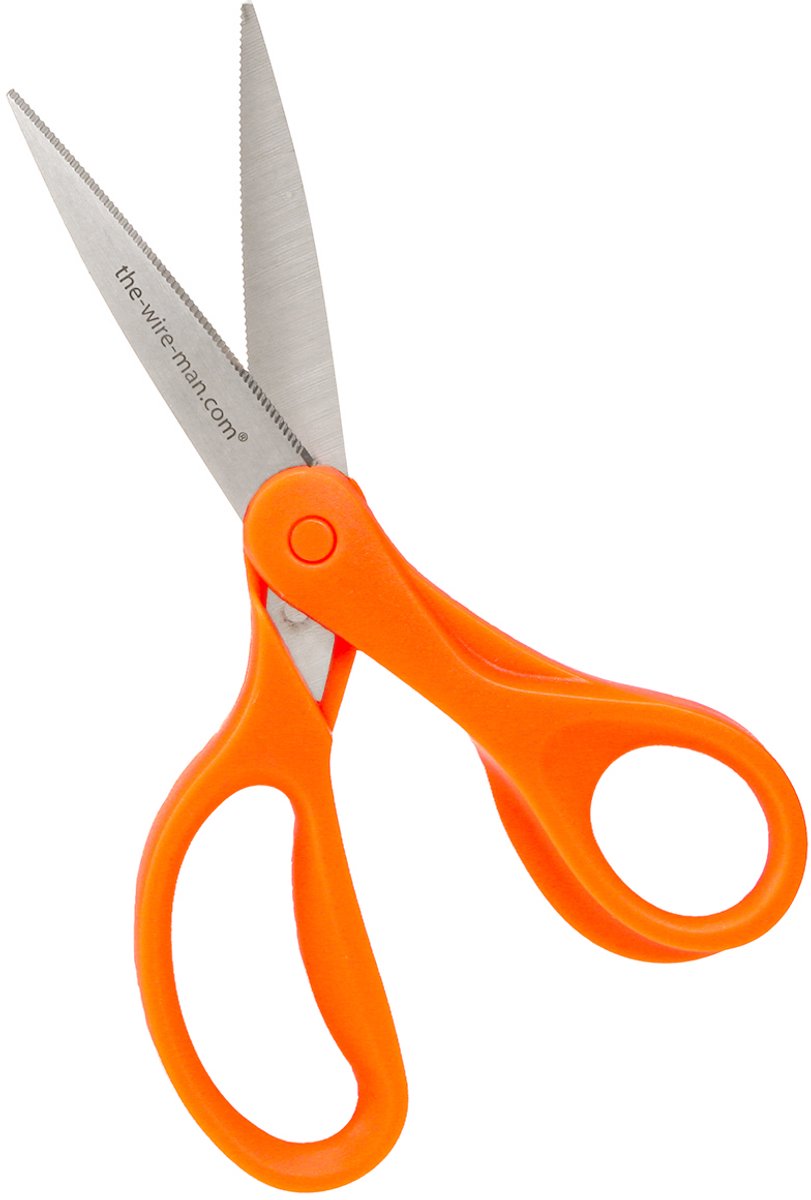 Bloemenschaar met tanden van roestvrij staal in de kleur oranje 20cm