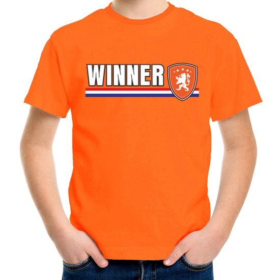 Bellatio Decorations EK / WK Supporters t-shirt - voor kinderen - WINNER - Koningsdag 146/152