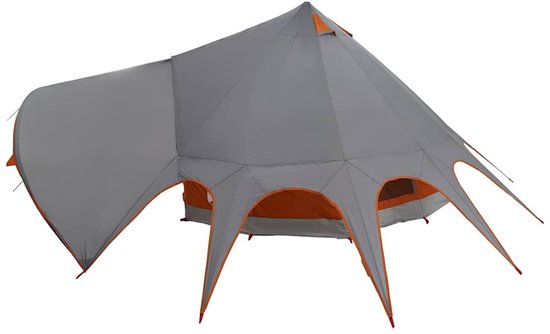 vidaXL - Teepee - Tent - voor - 5 - Personen - Grijs - en - Oranje - 415 - x - 415 - x - 247 - cm van Merkloos — afbeelding 4