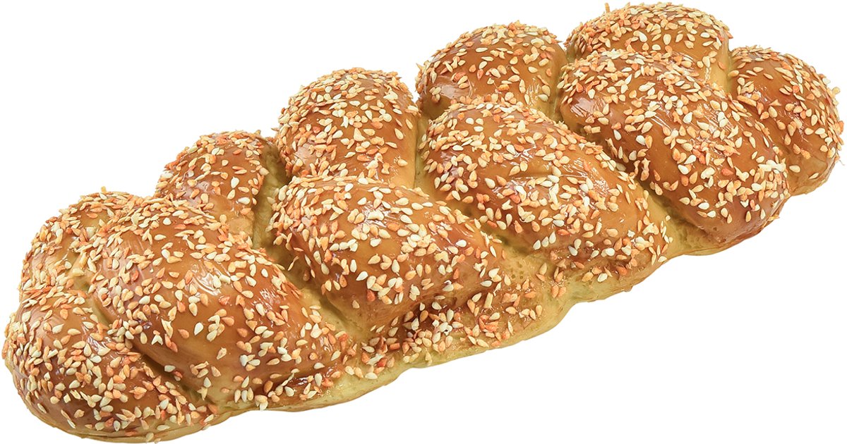 Decoratief gevlochten gistbrood met sesamzaadjes, bedrieglijk realisti