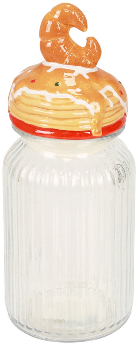 Bonbonière glazen koektrommel met deksel croissant Ø11cm H28,5cm
