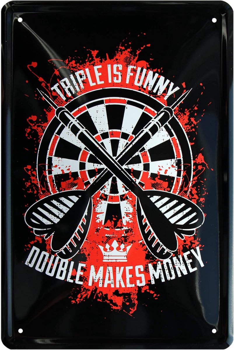 Dartbord Funny Double Makes Money 20 x 30 cm Blik