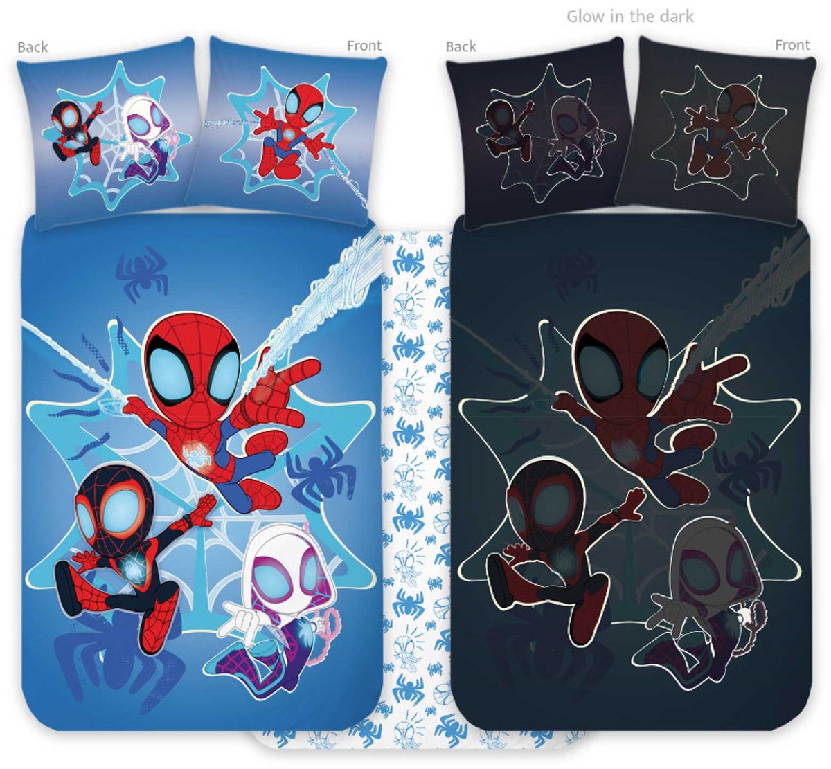 Glow in the Dark Spidey dekbedovertrek - Spiderman - Ledikant dekbedovertrek - 100x135 cm - 100% Katoen