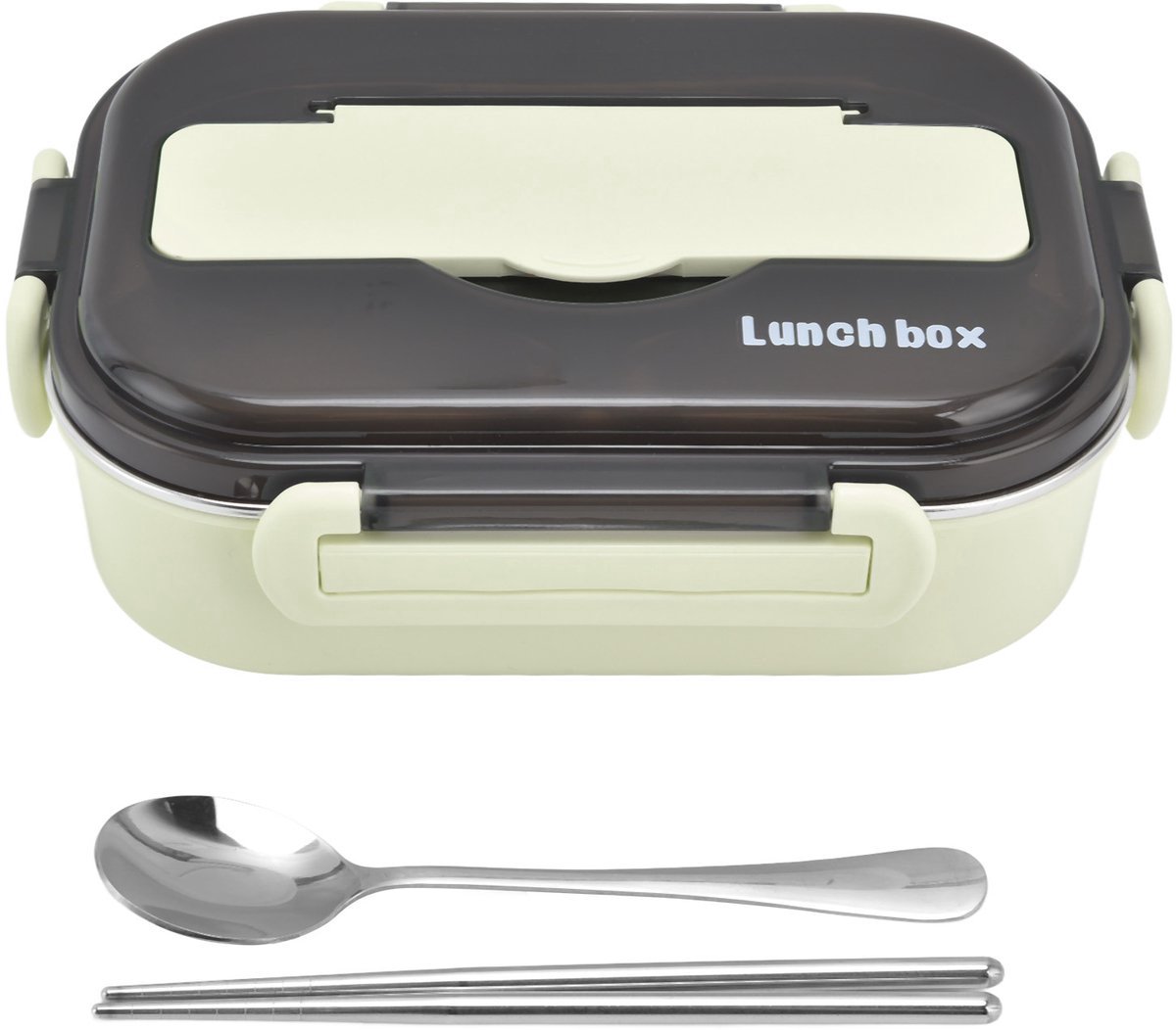304 RVS Bento Lunchbox Met Vakken - Lekvrije En Geïsoleerde Maaltijdbox Voor Warm En Koud - Inclusief Bestek (Eetstokjes En Lepel) - Ideaal Voor Werk, School En Picknicks