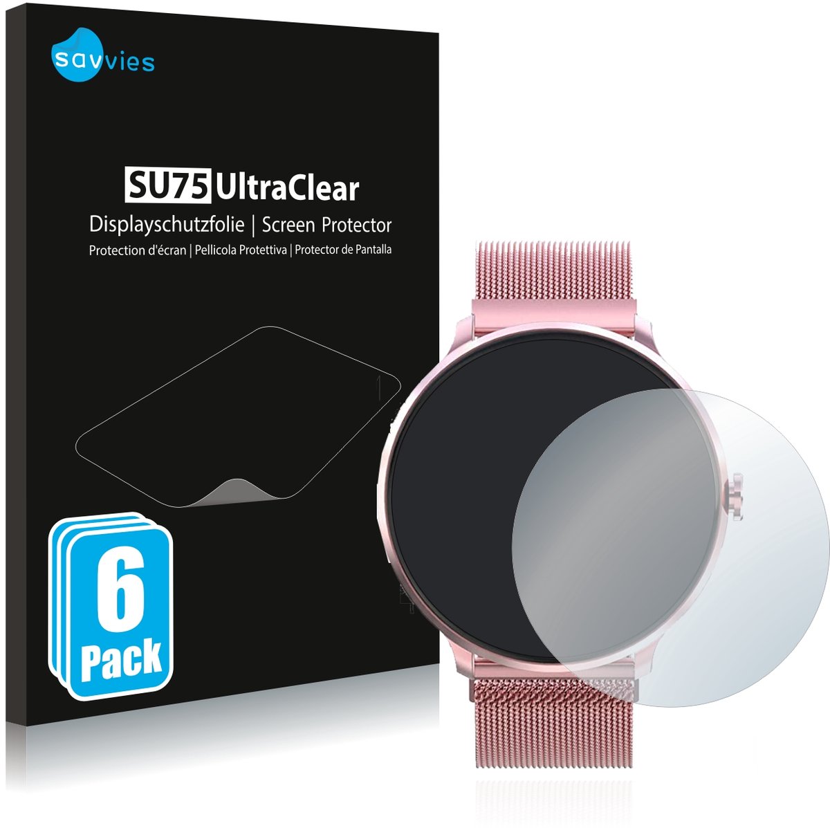 Savvies - Screenprotector voor Bebinca Smartwatch - Folie Beschermfolie transparant 6 Stuks