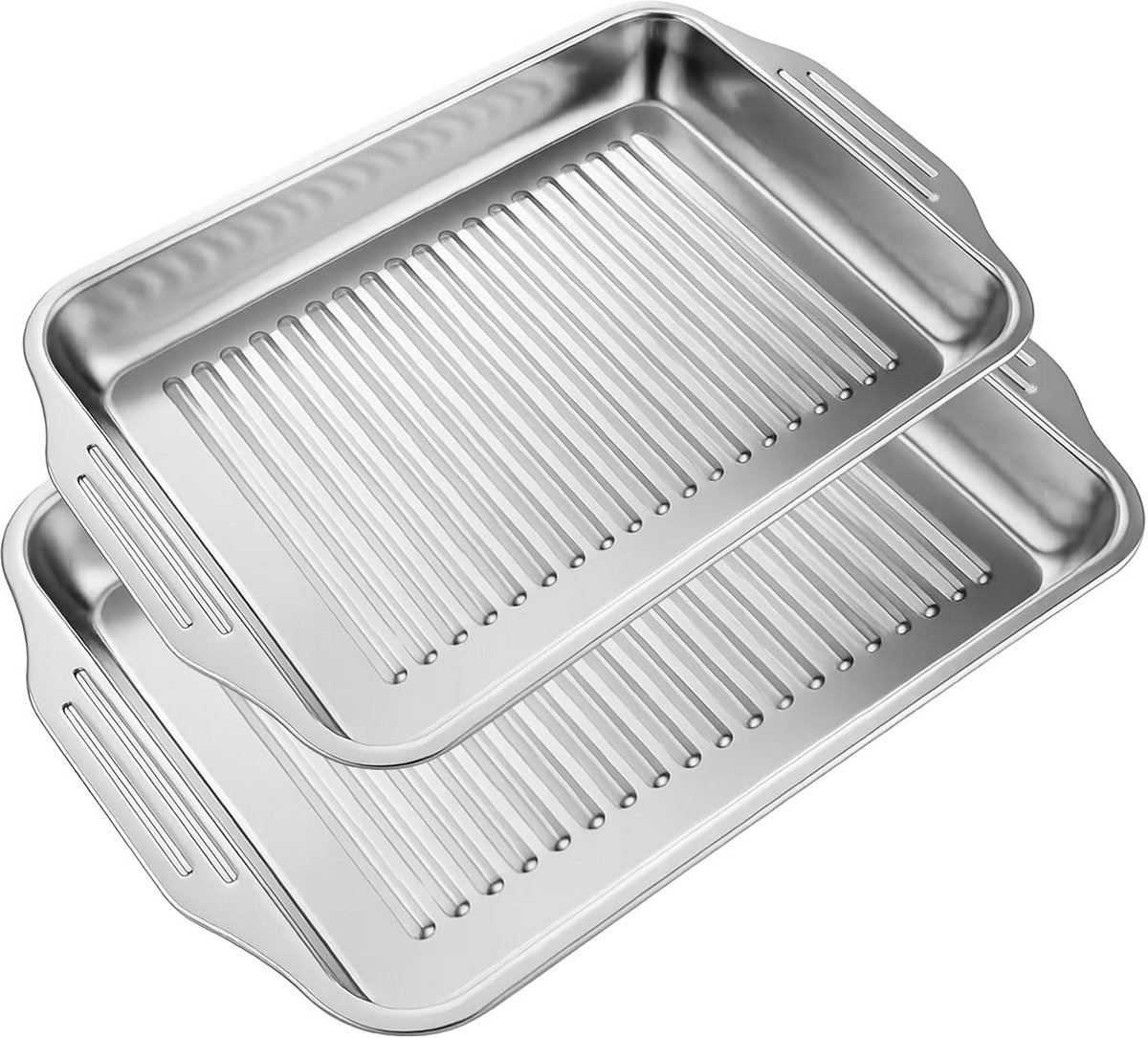 Set van 2 Roestvrijstalen Ovenschalen voor Bakken en Grillen