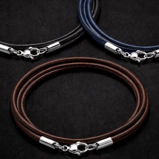 Collier en cuir - Collier cordon - Collier homme - Marron - Bijoux LGT - 2mm - 50cm