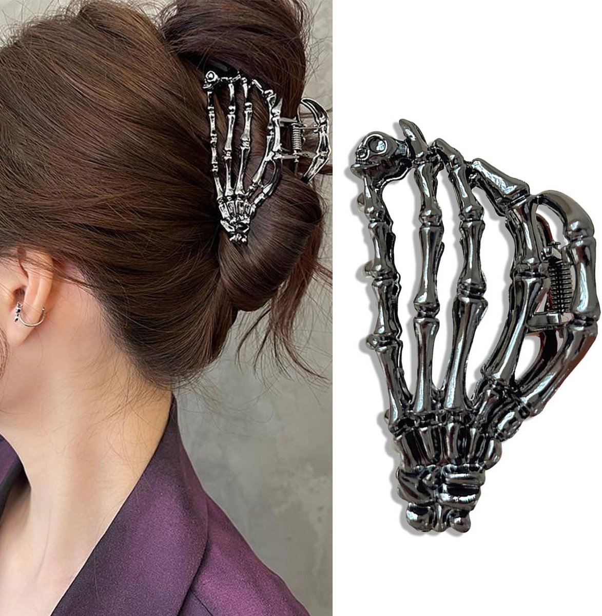 Metalen Haarclip in de vorm van een Skelet Hand voor Dames en Heren