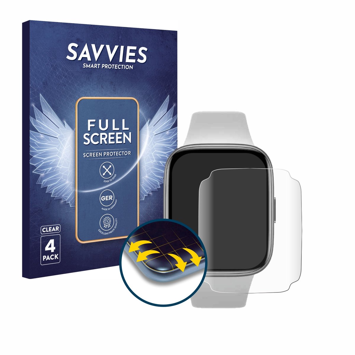 Savvies - Screenprotector voor Xiaomi Redmi Watch 3 Active - Folie Beschermfolie transparant volledig dekking 4 Stuks