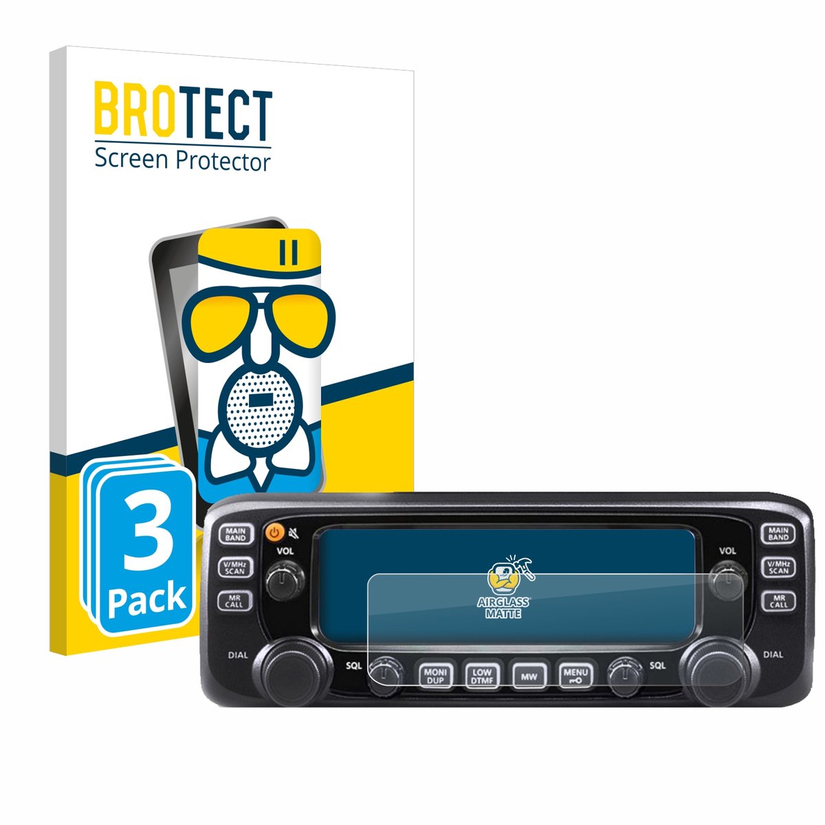 BROTECT - Screenprotector voor Icom IC-2730E - Folie Beschermfolie Beschermglas matte 3 Stuks