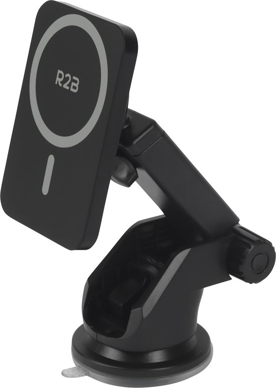 R2B Telefoonhouders Auto Zuignap met Draadloze Oplader - Raam/Dashboard/Ventilatie - Geschikt voor MagSafe - Gsm Houder Auto - Autohouder - Telefoonhouder Auto - Mobiel Houder Auto - Auto Telefoonhouder - Phone Holder Car