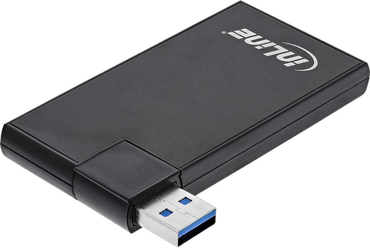 USB 3.0 Hub met 4 Poorten en Draaibaar Ontwerp - Zwart