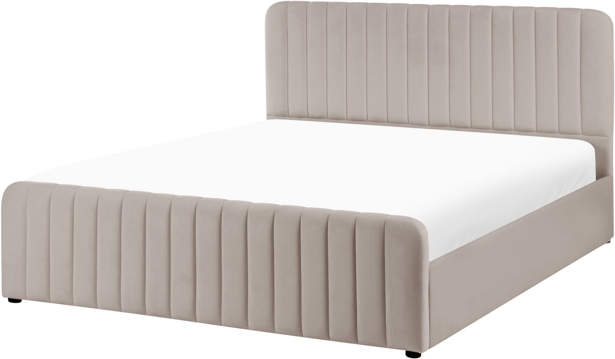 Beliani Lunan bed met opbergruimte taupe 160x200 cm, productfoto via bol