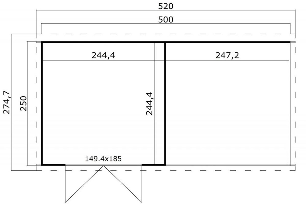 Outdoor Life Blokhut Lars met Overkapping Platinum Grey-Wit 500 x 250 cm