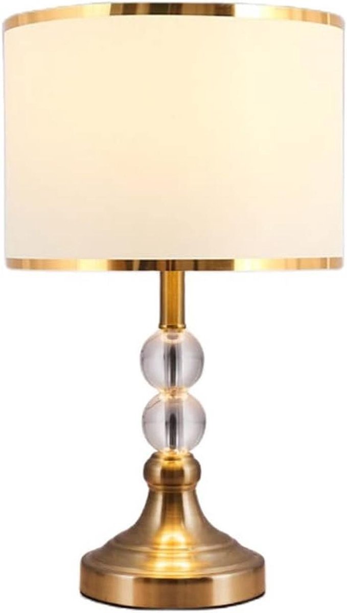 Schemerlamp met Stoffen Kap en Kristaldetails, Modern Design, 47 cm, Ideaal als Nachtlampje of Woonkamerlamp
