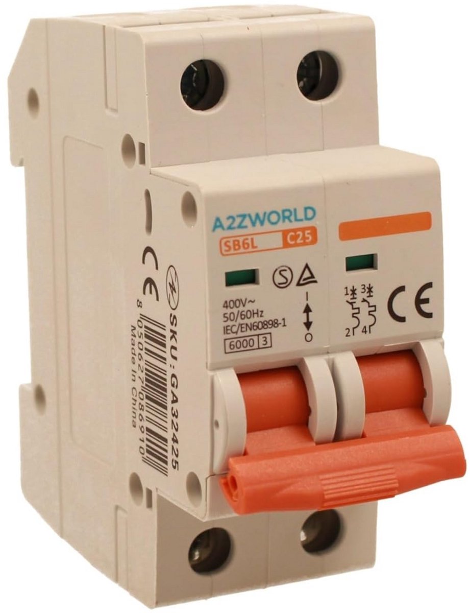 Automatische stroomonderbreker 2-polig C-karakteristiek 25A 220V 6kA – MCB C25
