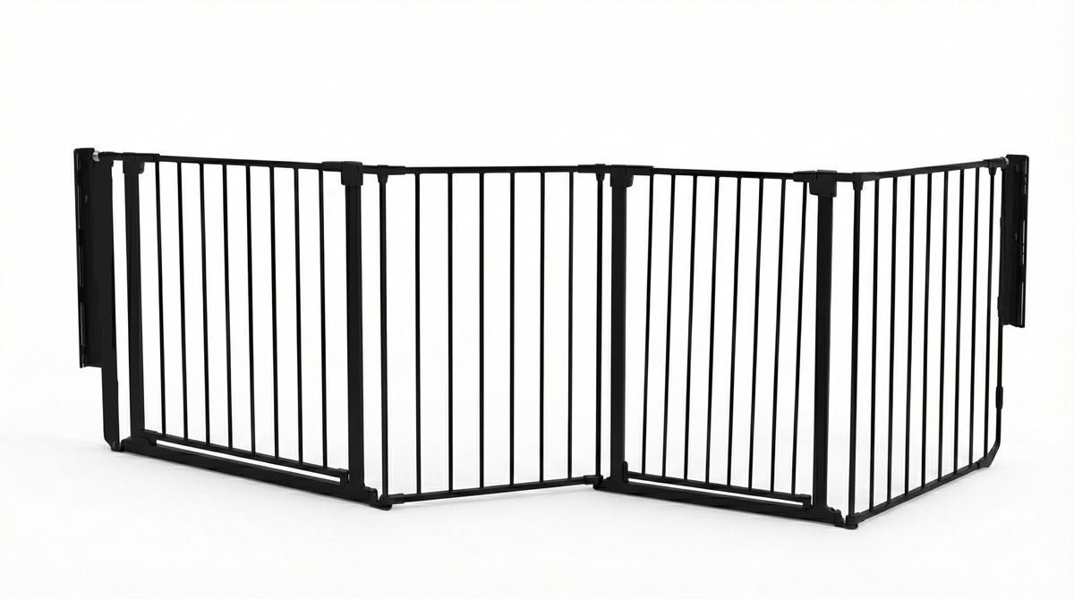 Safetots Overloop Oplossing met Twee Deuren en Meerdere Panelen voor Trappen Omhoog en Omlaag, Zwart, 246cm lang, Inclusief 2 Deurtjes