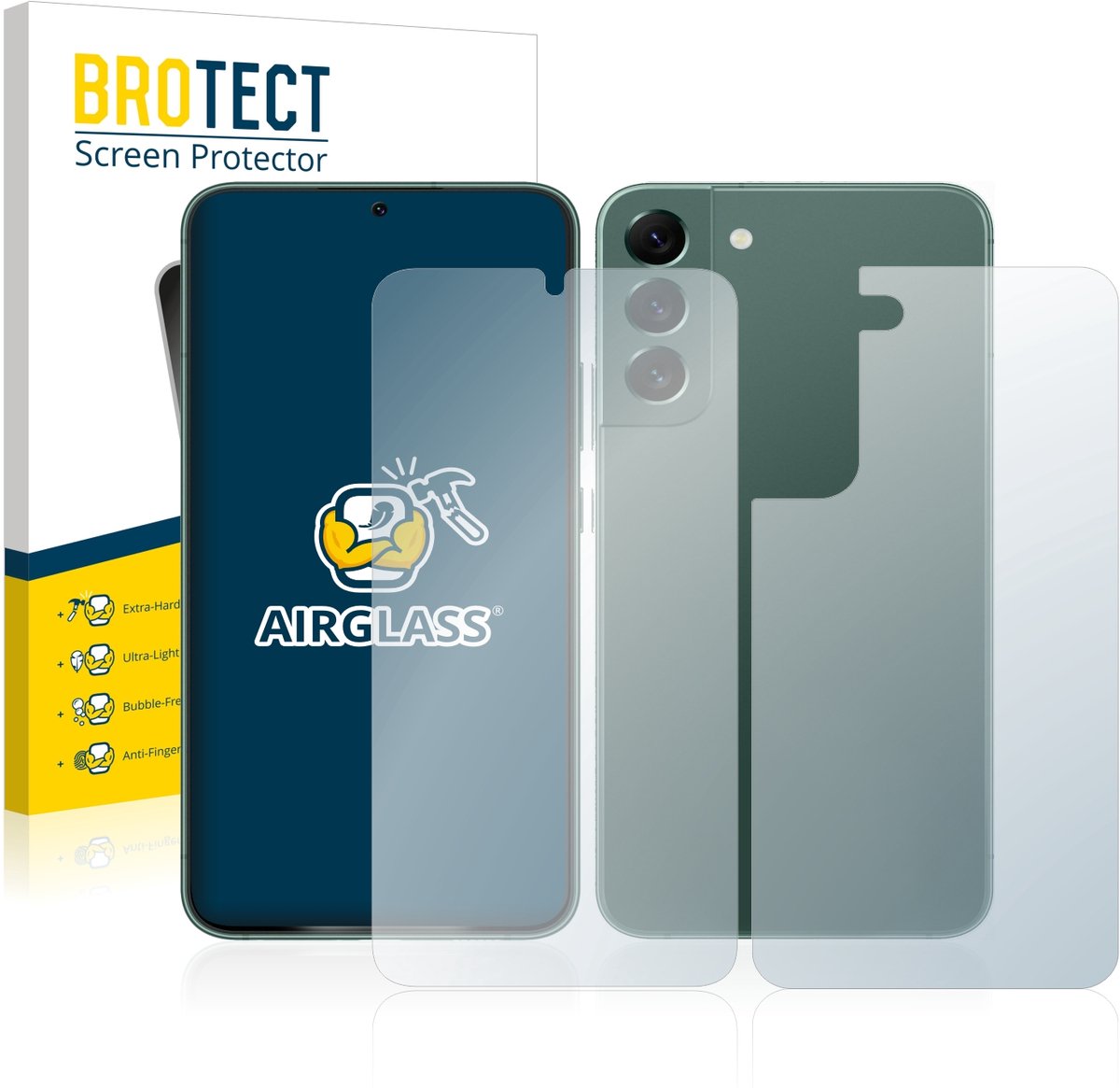Screenprotector voor Samsung Galaxy S22 Plus 5G (Voor+Achter) Beschermglas transparant